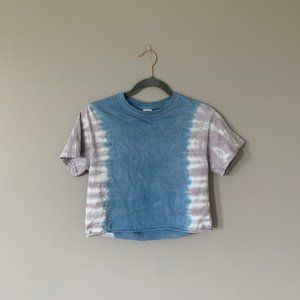 Blue & Purple Tie Dyed Cropped Shirt